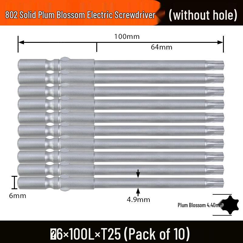 Nigao 802 Plum Blossom S2 Star-shaped Electric Screwdriver Bit, 6mm Round Shank with Magnet