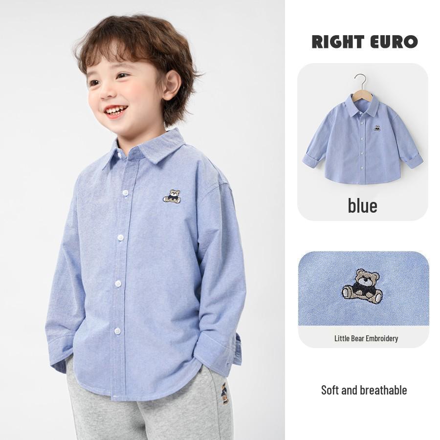 Trendy European Boys' Long Sleeve Casual Shirt - Spring/Autumn Kids' Clothing