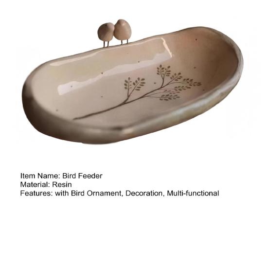 Bain d'oiseaux extérieur Bain d'oiseaux en résine avec ornement d'oiseau Décoration de bol d'arrosage et de nourriture pour oiseaux pour jardin extérieur Cour Patio