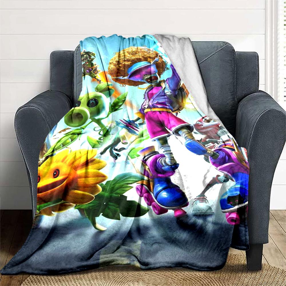Plants Vs. Zombies Blanket Durable Comfort Great for Bedding Sofa Seaside Four Seasons Multipurpose Digital Print