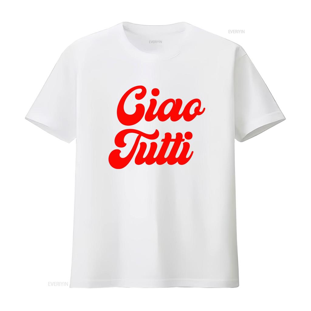 Vintage Retro Ciao Tutti Slogan Print Casual Streetwear T Shirt Vintage Washed Versatile Soft Stylish Stretched Streetwear