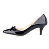 New Women Pumps Sexy 5cm Low Heels Kitten Patent Leather Pointed Toe High Heels Office Work Pumps Bowknot Red Wedding Shoes