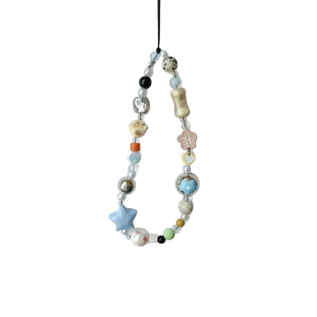 Cute Cat Paw Phone Lanyard With Blue Stars Pvc Handcrafted For Teens And Girls