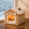 HouseShaped Pet Bed Detachable House with Removable Cushion Cozy for Cat Owners, Living