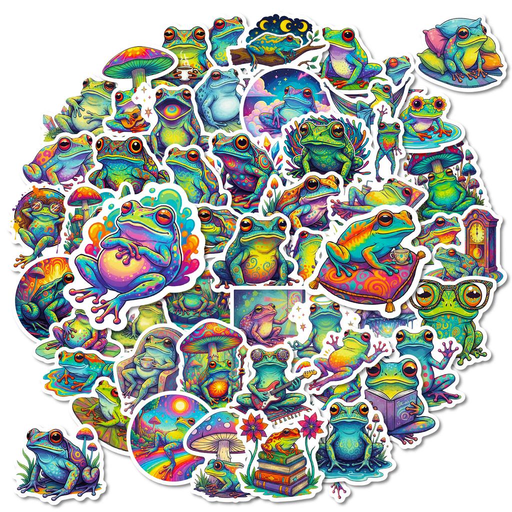 56 Psychedelic Cartoon Frog Graffiti Stickers Creative Personality Niche Luggage Decoration Material Stickers