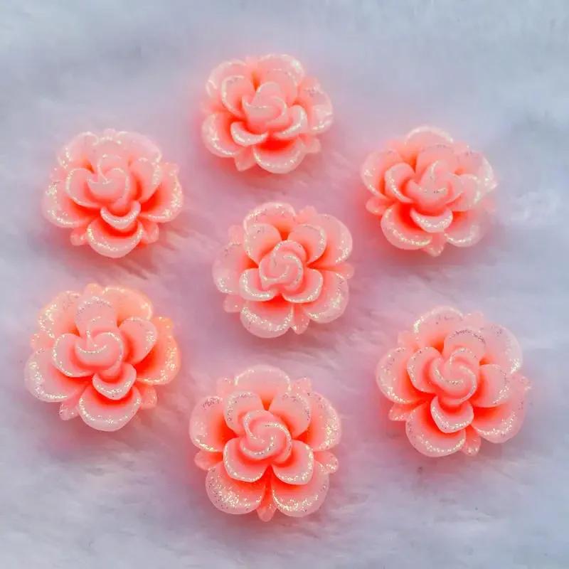 15pcs 19mm Resin Flower Rhinestone Flatback Cabochon for DIY Wedding Decoration -A62
