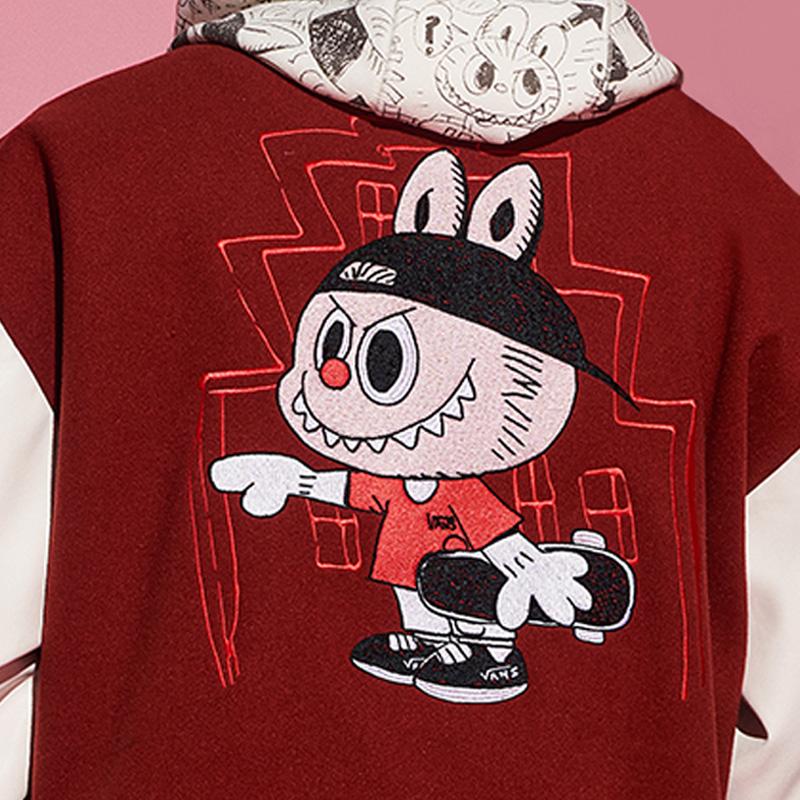 Vans Collaborative Cartoon Print Drop Shoulder Long Sleeve Baseball Jacket Unisex Jackets Red-Brown VN000JFB7BF