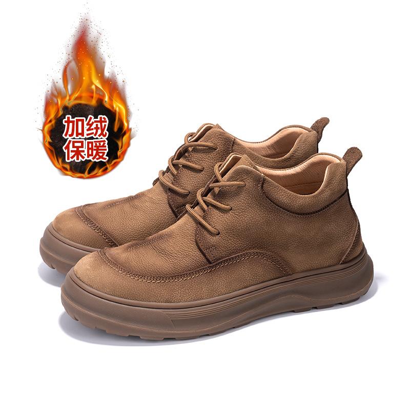 

Кожаная повседневная обувь мужская осень и зима новая ретро бархатная теплая кожаная обувь мужская мягкая кожа низкий верх ботинки Мартина 44