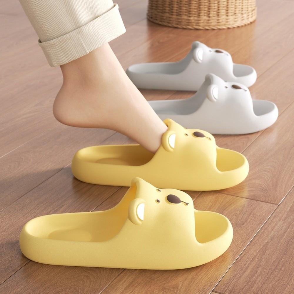 Soft Sole Cartoon Slippers Cartoon Design Thick Sole Slippers Practical Indoor Flip Flops  For Kids