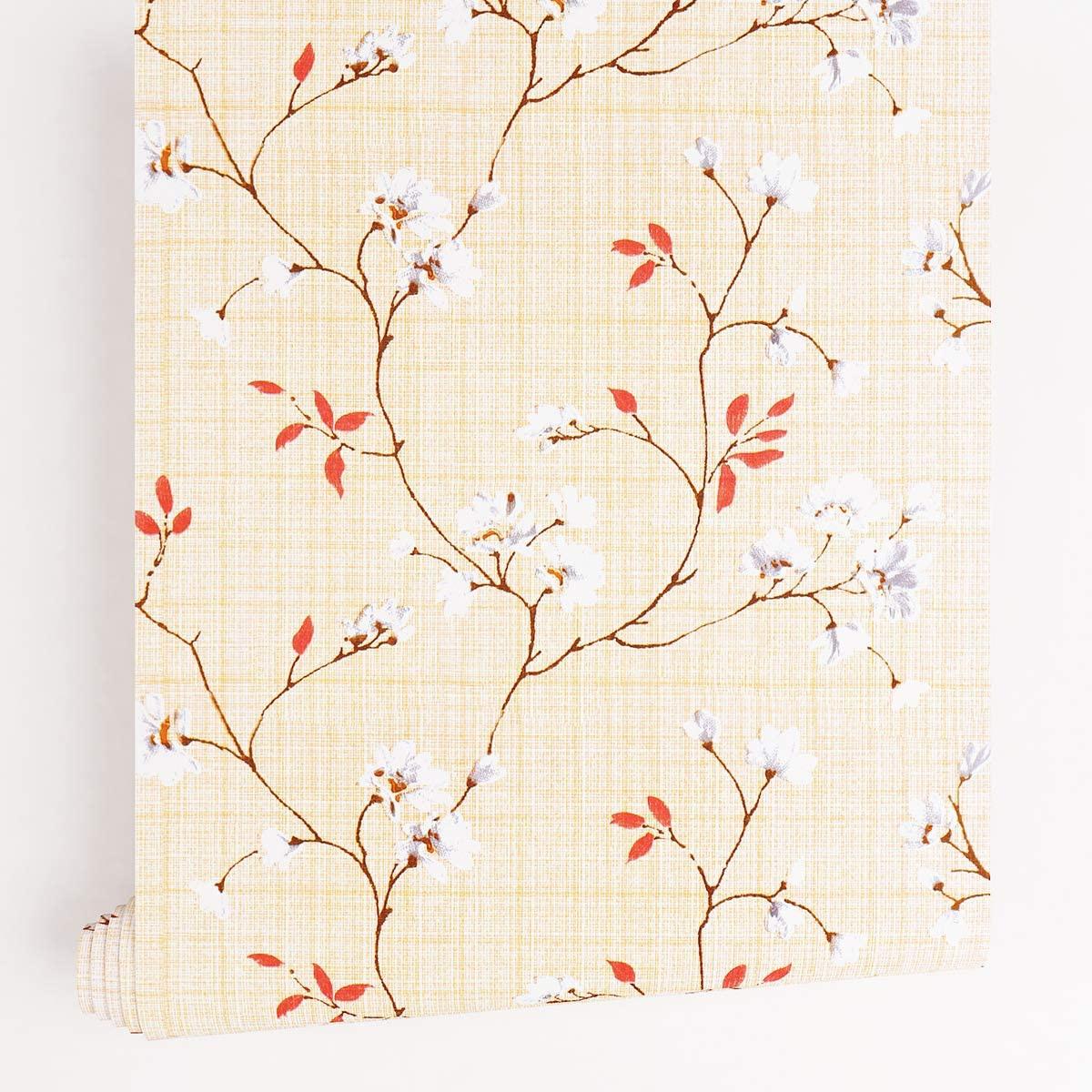 

Обои Самоклеящиеся Виниловые Пленки Цветущая Слива Бежевые Съемные Современные Текстурные Водонепроницаемые 1mx45cm