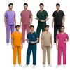 Men's Loose And Comfortable V-neck Short Sleeved Workwear With Tie Up Top And Waist Cinching Beauty Suit Set