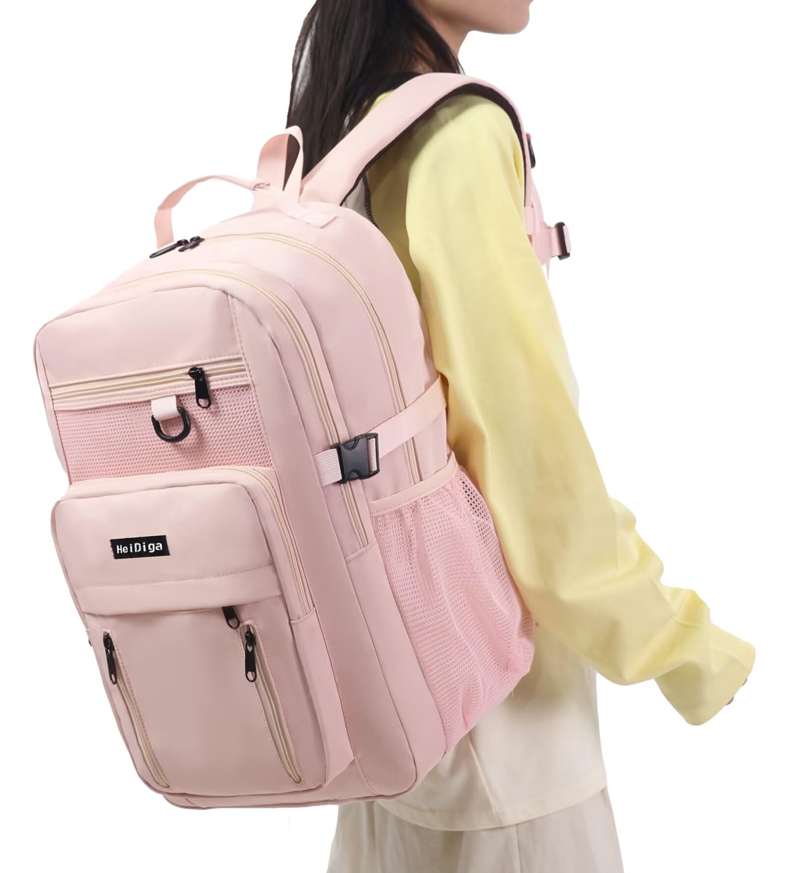 

рюкзак для старшей школы рюкзак для большой воды для бизнеса розовый [HeiDiga] Женский студенческий, популярный, милый, для поездок на работу, легкий, вместительный,