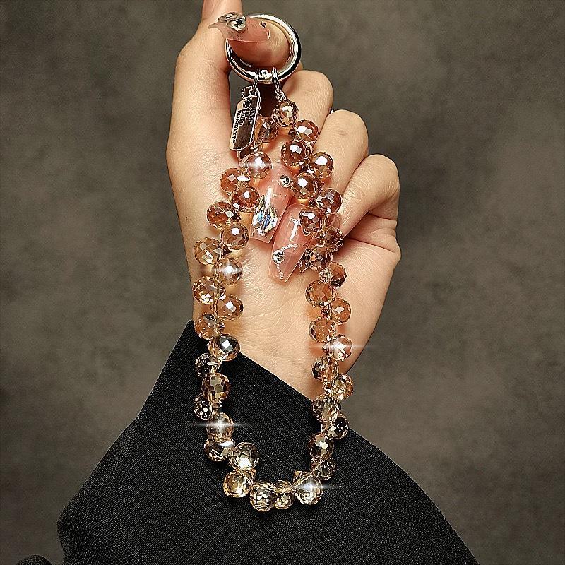 Роскошный хрустальный браслет для телефона с подвеской из горного хрусталя Crystal pendant золотой/шампанского