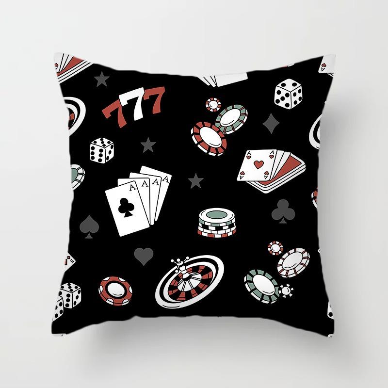 Juste de coussin carrée avec motif de poker, décoration de luxe pour la maison, accessoires magiques, cœur noir, bureau, canapé, voiture