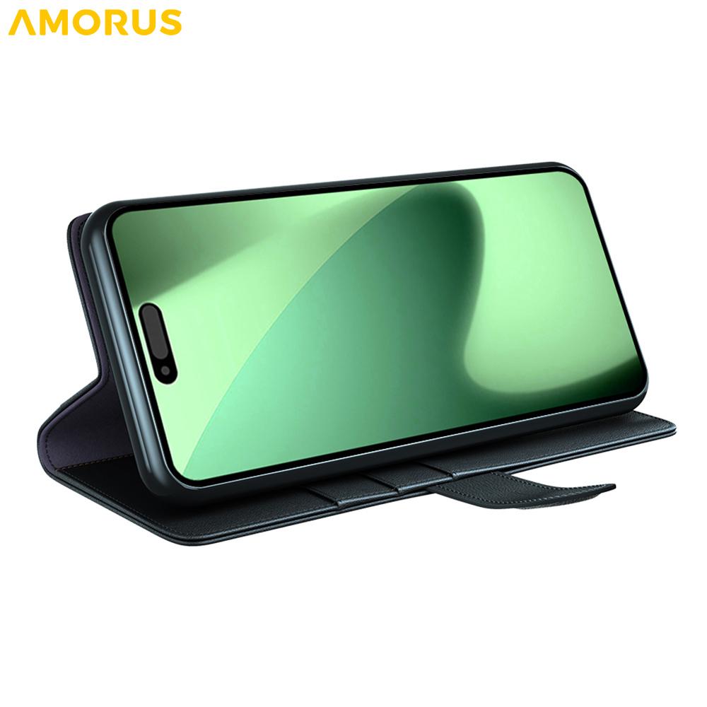 For iPhone 17 Pro Max Stand Cases Calf Texture Genuine Split Leather Wallet Phone Cover