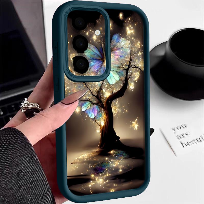 Shining Fantasy Tree Butterfly Case For Samsung Galaxy S26 Ultra S25 Edge S24 Plus S23 S22 S21 FE A54 A15 A25 A35 A55 A16 A26 A36 A56 A17 A37 A57 5G