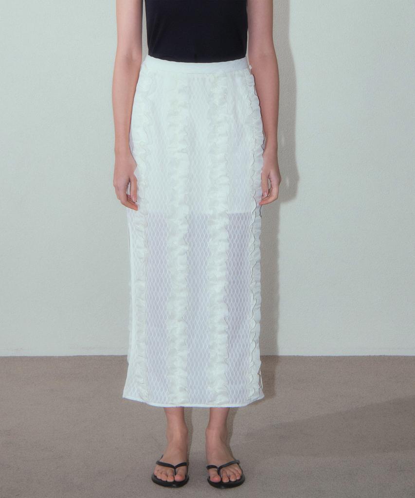 Hauseuobeupondeu Applique Banded Maxi Skirt_Ivory