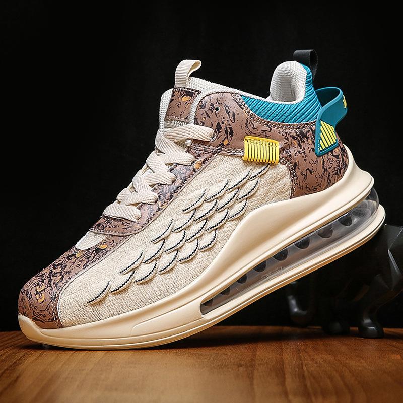 Large size new casual spring and autumn running shoes sports shoes fish scales breathable air cushion fly-woven shoes