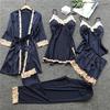 Estate nuova sezione sottile 5 pezzi pigiama da donna set pizzo sexy con imbottitura sul petto cinghia per spaghetti indumenti da notte