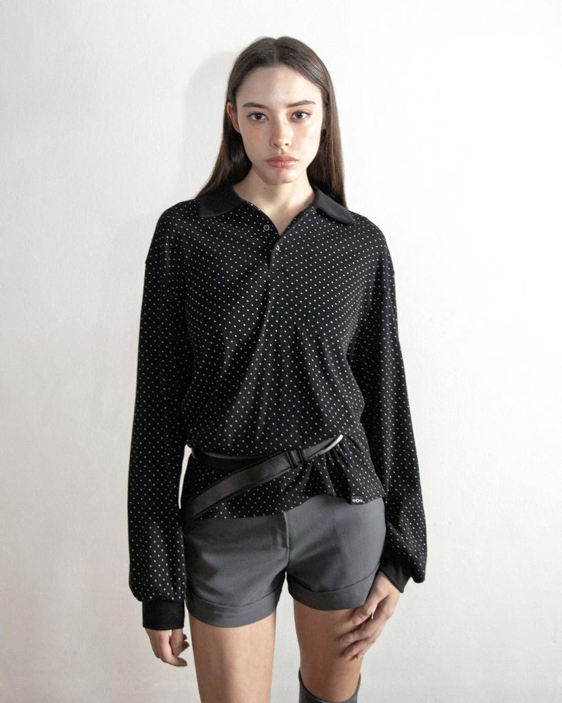 Maegolenseoul Dot Rugby Long Sleeve Black