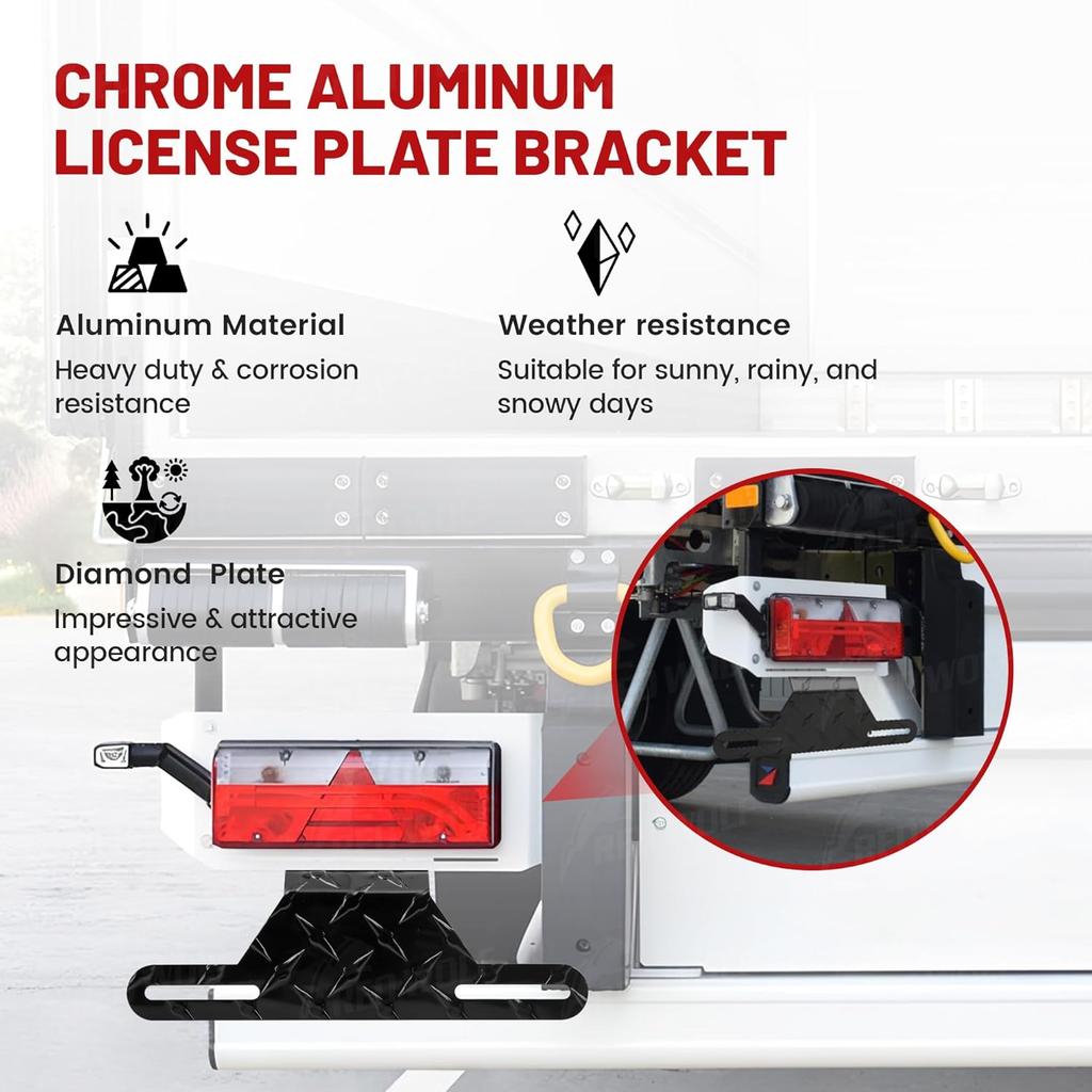 RED WOLF Trailer License Plate Light Holder Aluminum Utility License Plate Bracket For RV ATV Trailer Adjustable License Plate Metal License Plate