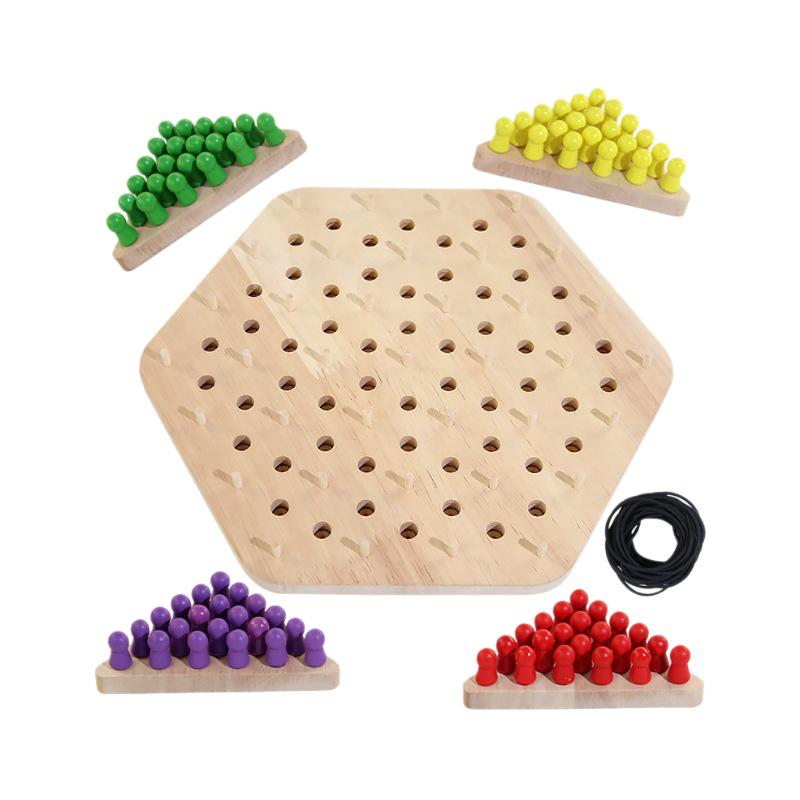 Wooden Geometric Triangle Chess Board – Parent-Child Interactive Educational Game for Kids