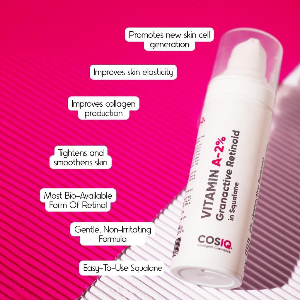 Cos-IQ 2% Vitamin A Granactive Retinoid Face Serum 30ml For Smooth Skin And Youthful Glow Night Serum For Wrinkles And Fine Lines