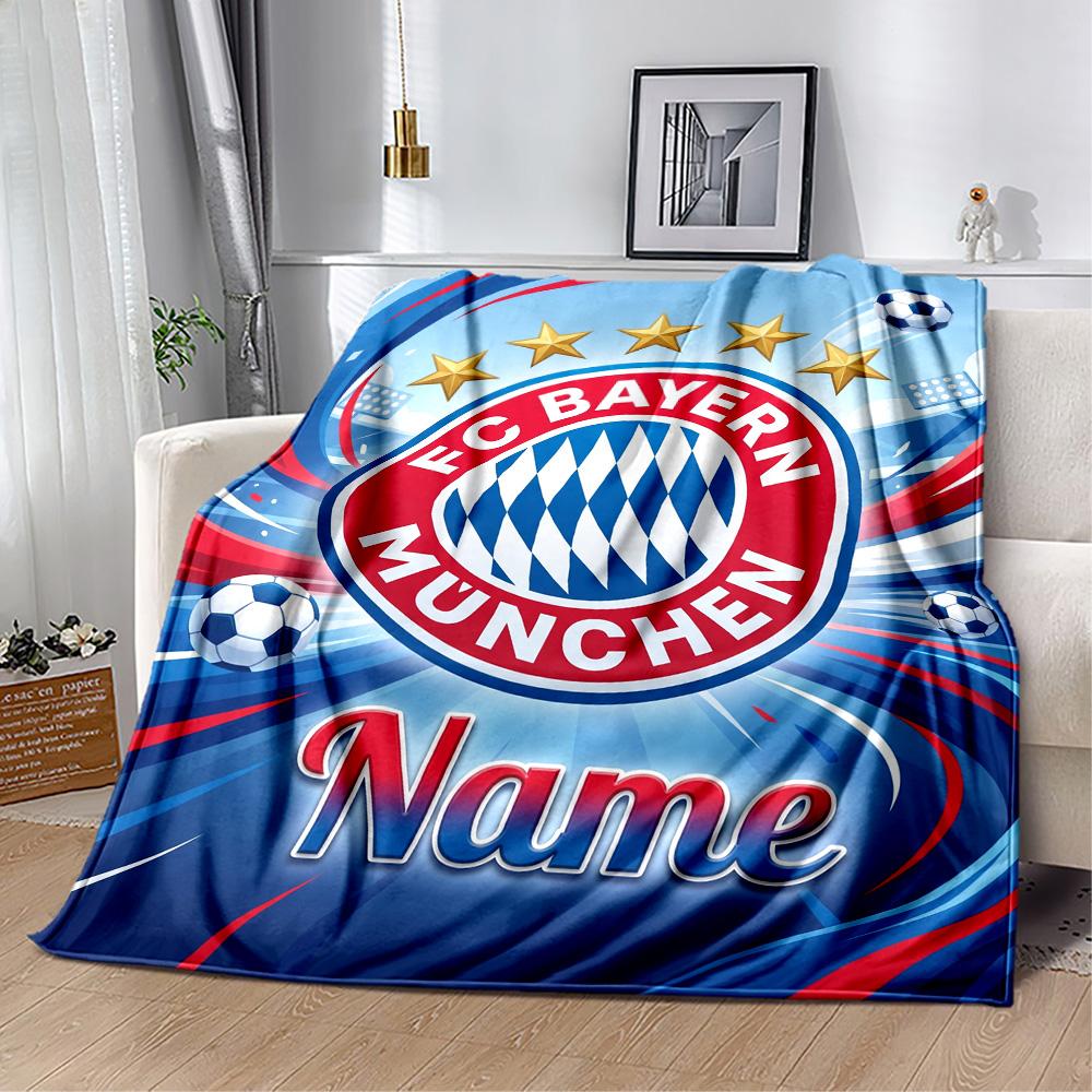 Bayern Munich Fan Gear Customize Your Name Blanket Cozy Customizable Blanket Durable Comfort for Home Decor Picnics Seaside Livingroom