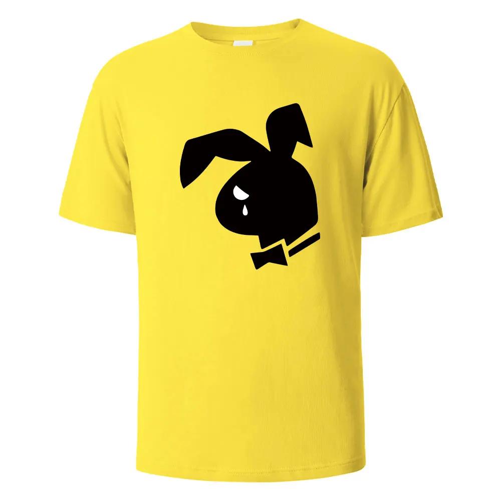 Weep Rabbit Street Lustiges T-Shirt Für Herren Mode Lässig Locker Baumwollkleidung Basic Oberteil Rundhals Atmungsaktives T-Shirt Hip Hop T-Shirts