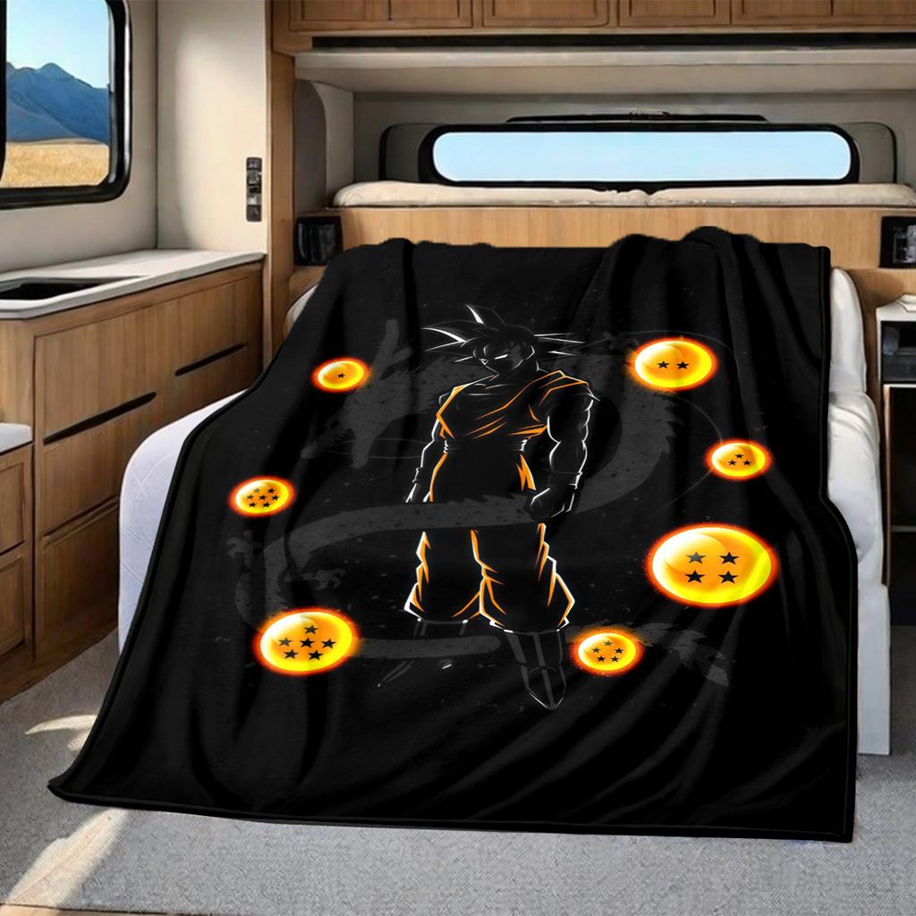 1 ks flanelová deka s potiskem DRAGON BALL, Vysoká kvalita, Pro všechna roční období, Domácí dekorace, Teplo a pohodlí, Perfektní jako vánoční dárky
