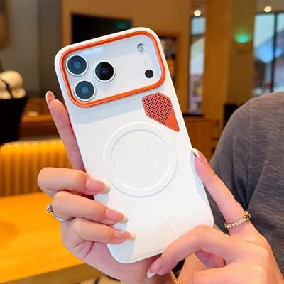 Orange Vent Magnetic Suction Ring Lens Heightening Protective Case For iPhone 17 Pro Max 17 Pro Air 16 15 + Camera Protect Cover