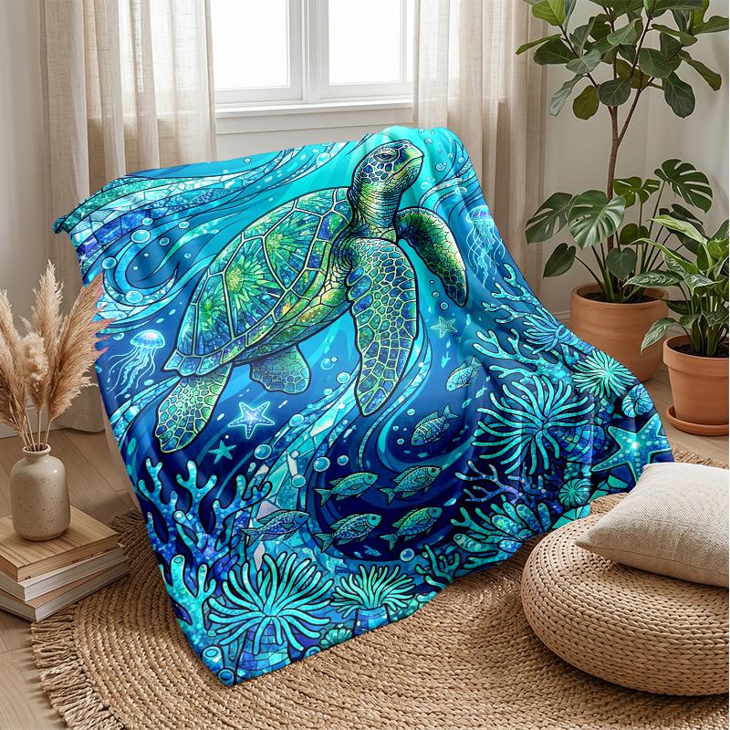 Ocean Life Adventure 56 Theme blanket Lightweight Warm Flannel Blanket Decorative Throw Blanket for Home Decoration