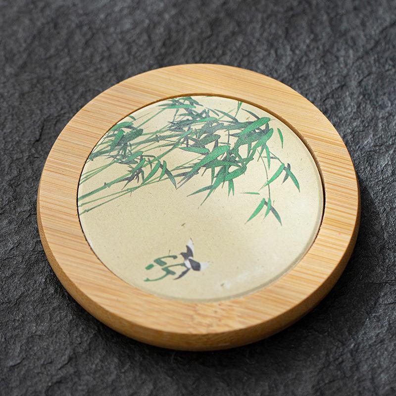 

Вбираюча Керамічна Підставка під Чашку з Бамбука Набір для Чайної Церемонії Кунг-фу Підставка під Чашку для Дому Бамбуковий Піднос для Чаю Підставка під Чашку для Чайної Церемонії Кунг-фу