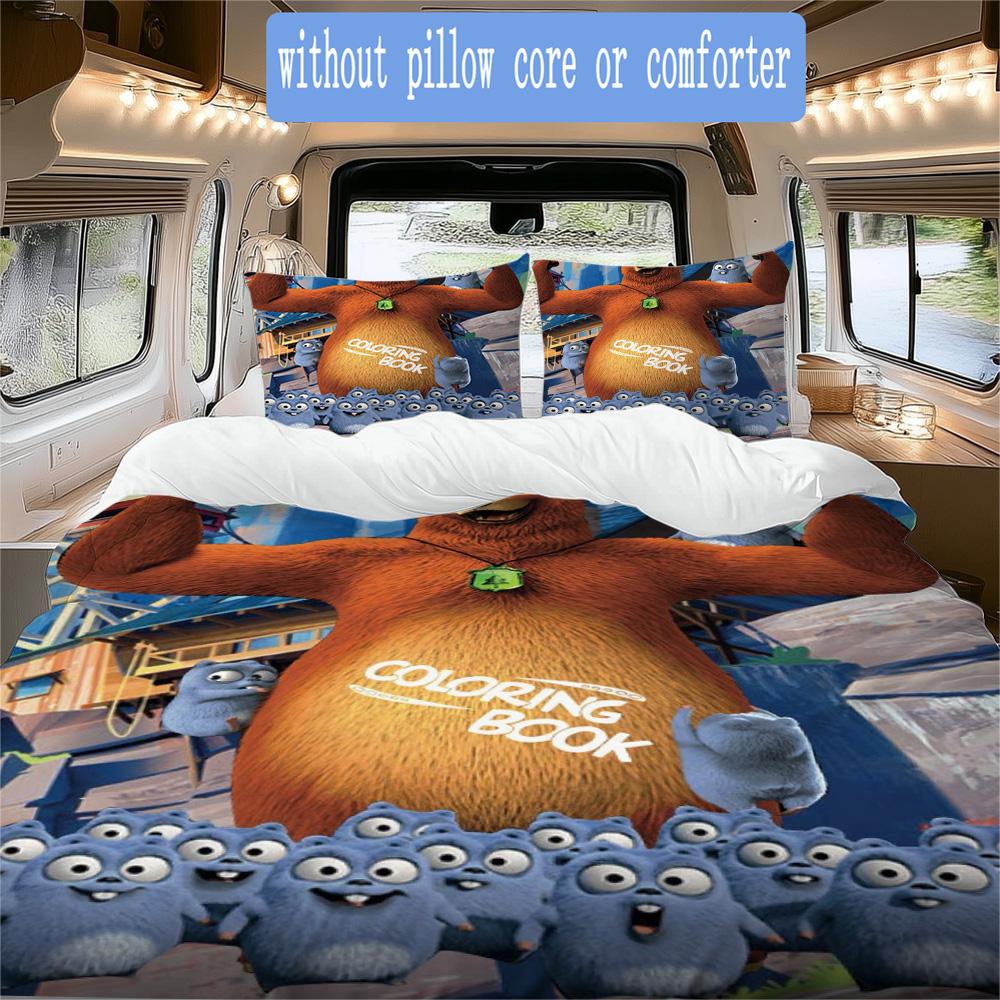 Literie Motif Grizzy et les Lemmings, Ensemble Couette Housse de Couette Taie d'Oreiller Cadeau d'Anniversaire pour la Maison (1 housse de couette + 2 taies d'oreiller, sans garnissage.)XSJT0917057