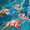 Striped PVC Inflatable Beach Chair - Portable And Foldable Adult Pool Lounger, Durable Party And Pool Accessory