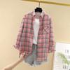 Autumn Plaid Shirts Womens Blouses And Long Sleeve Loose Checked Female Clothes