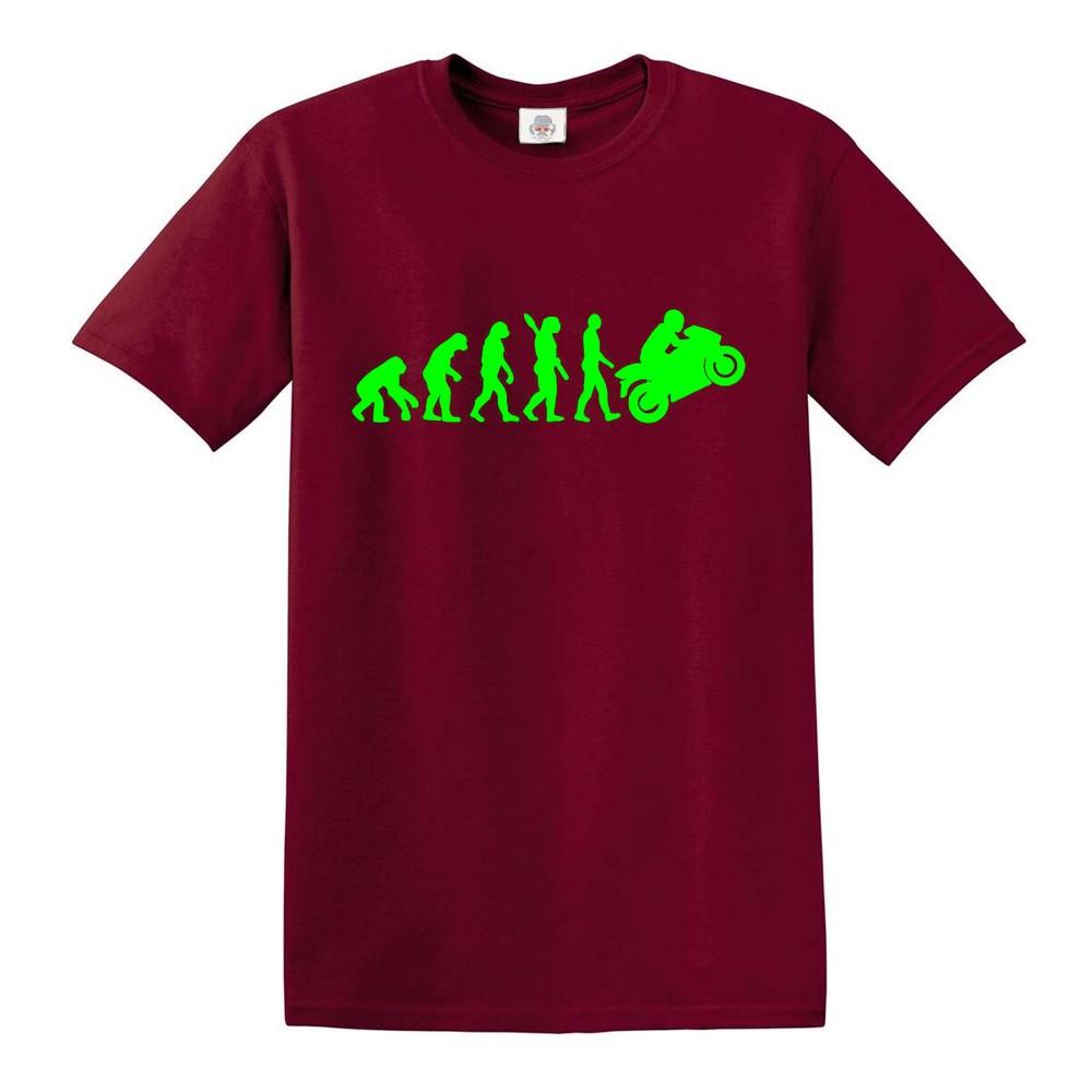 Evolution of man to kawasaki tshirt ninja motorbike super bike mens ladies top