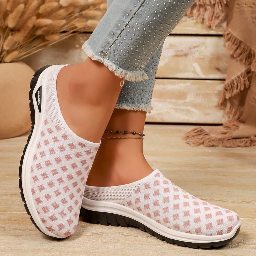 Women Breathable Mesh Slip On Casual Sport Shoes Lightweight Flexible Sole Comfortable Fit Fashion Letter Design