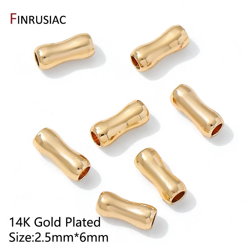 14K Gold Plated Brass Bone Shape Tube Beads,Supplies For Jewelry,Separators Spacer Beads For DIY Bracelet Making Accessories
