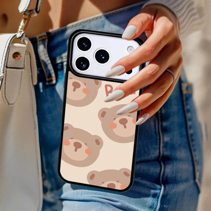Kawaii Cute Bears Korean Animal Phone Case For iPhone 17 Air 14 15 13 12 Max Cover For Apple 14 15 16 16e 11 Pro Max Plus