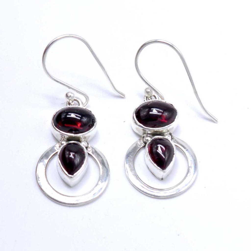 Ruby 925 Sterling Silver Earrings, Pear & Oval Gemstone Handmade  Multi Stone Earrings, Gift For her