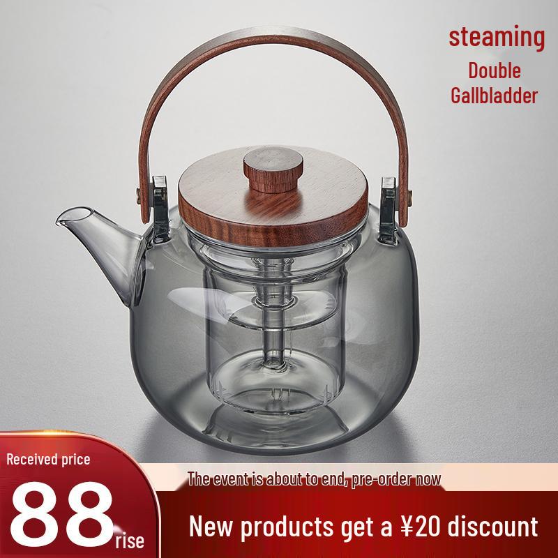 

High-Temperature Resistant Glass Teapot with Handle and Steaming Tea Set for Electric Ceramic Stove.