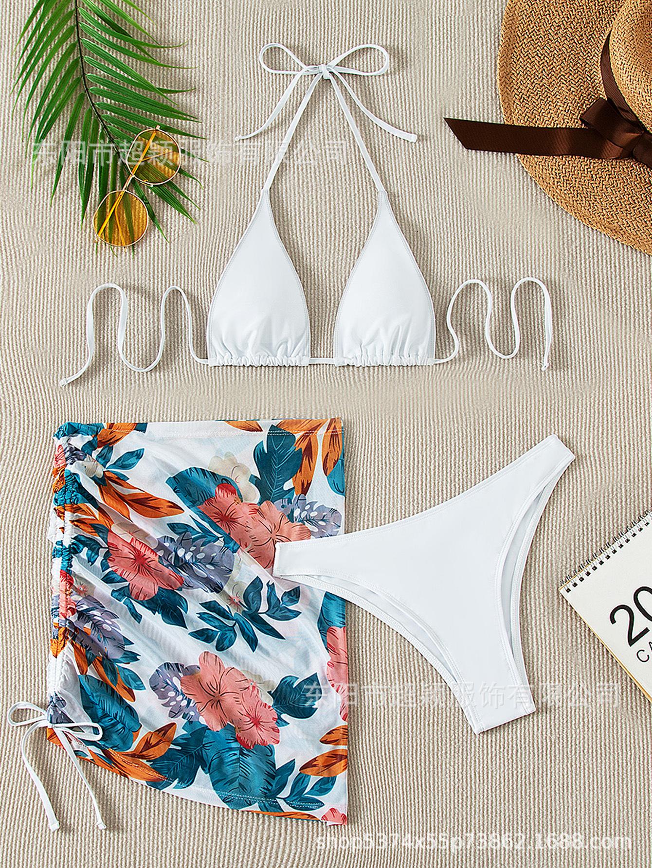 Three-Piece Sexy Triangle Bag Bikini Europe And America Popular New Printed Swimsuit S