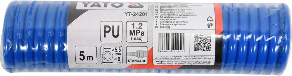 SPIRALSCHLAUCH 5,5mm x 8mm x 5m PU MIT SCHNELLKUPPLUNGEN YT-24201 YATO