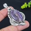 Natural Chevron Amethyst Gemstone 925 Sterling Silver Pendant 2.60" b6I57