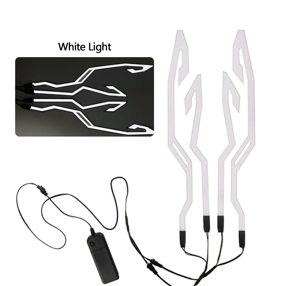 New 4-in-1 Motorcycle Bike Helmet LED Cold Light Strip EL Sticker Waterproof Warning Lights Motorcycle Night Riding Accessories