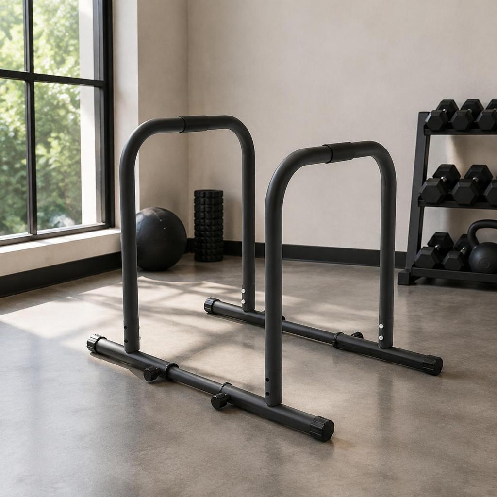 Freestanding Adjustable Parallel-Bar Fitness Station Sturdy Handrails Heavy Duty