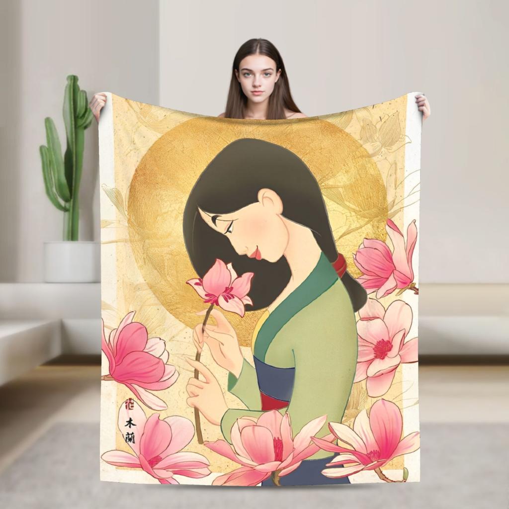 Mulan Cartoon Blankets  Airplane Travel Flannel Throw Blanket For Outdoor Soft Warm Custom Quality Bedspread Birthday Gift