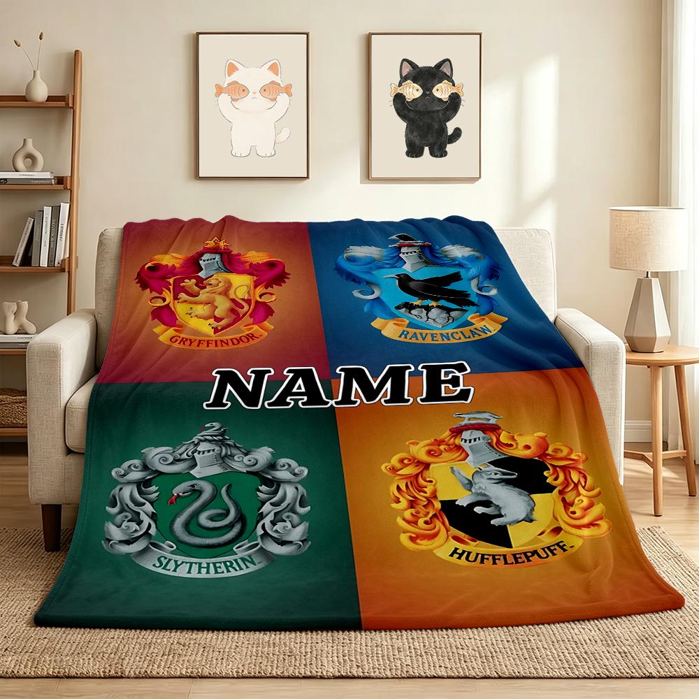 Custom Name Wizard World Flannel Blanket Throw Blanket Soft Warm Sofa Bed home Decor Unique Gift