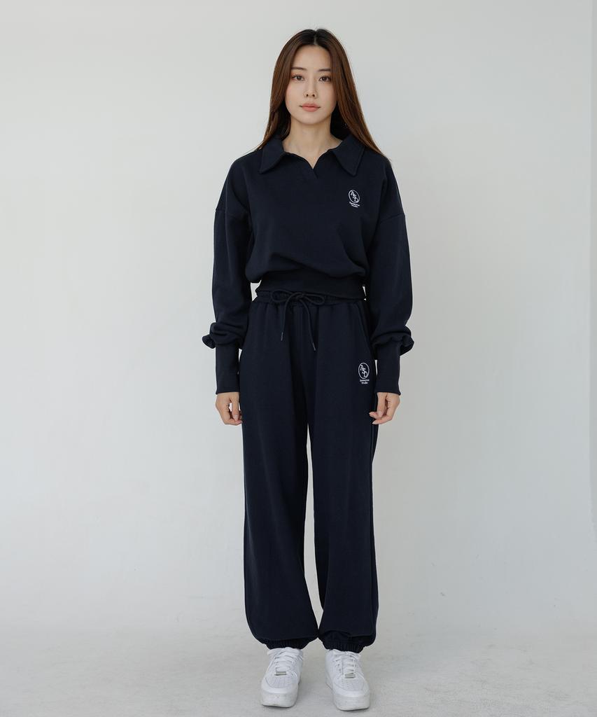 AWESOME STUDIO Women'S Signature Embroidered Sweat Jogger Pants Vintage Navy